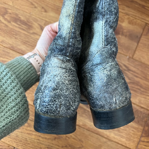 Grey/Black Frye glazed distressed crackle Melissa Pull on riding boots - Picture 6 of 16